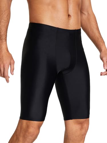 Men's Swim Jammers Athletic Racing Swimwear Long Shorts Size 28-40 11 Inseam Black