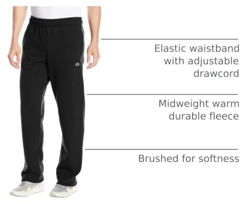 Champion Men's Open Bottom Fleece Sweatpants - Large / Black - Regular & Big & Tall Fit