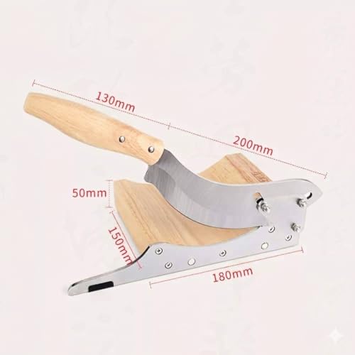 Stainless Steel Biltong Slicer with Magnetic Detachable Tray, Wooden Base