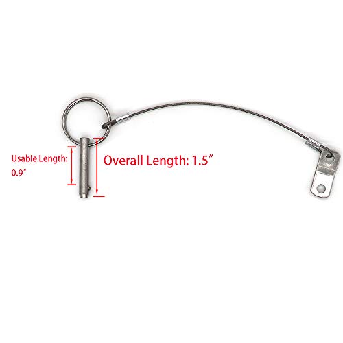 Marine Grade Stainless Steel Quick Release Pin 1/4 inch Diameter with Lanyard - Bimini Top Marine Hardware