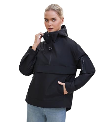 PUFFIT Women's Small Black Lightweight Water-Resistant Rain Jacket