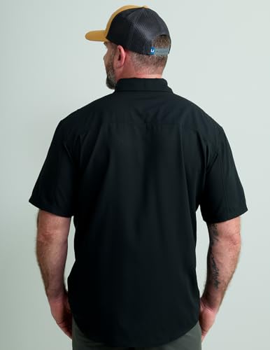 HUK Men's Tide Point Kc Scott Fishing Shirt Large Black Moisture-Wicking