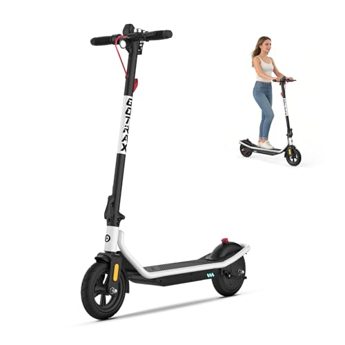 Gotrax Electric Scooter for Adults White 8.5-Inch Tire, 12 Mile Range, 15.5 MPH, 250W Motor