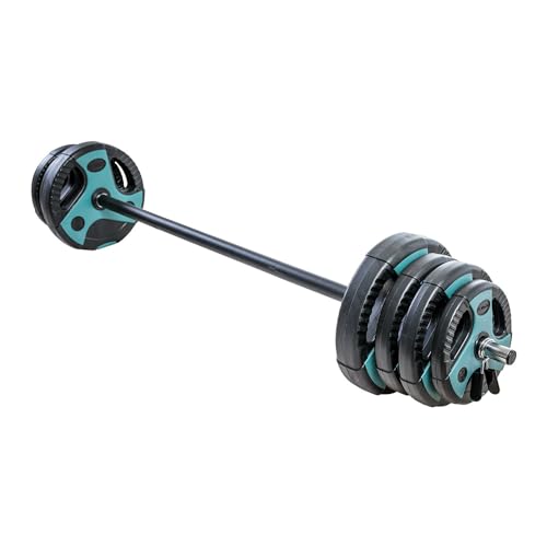 54LB Teal Adjustable Weight Set with 55-Inch Padded Barbell for Home Gym & Muscle Building