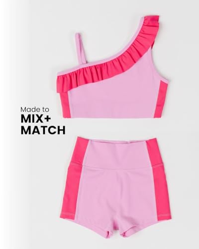 Girls Dance Crop Top with Ruffle & Adjustable Strap for Practice & Performance