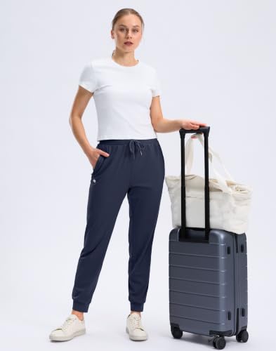 Women's Joggers with Zipper Pockets - Medium Navy Athletic Workout Pants