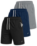Mens Athletic Shorts 3-Pack Breathable Mesh Workout Shorts XX-Large Black Navy Grey