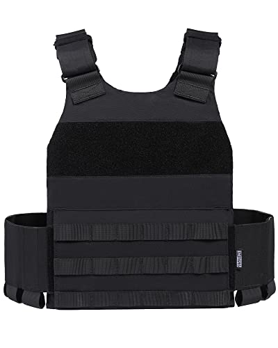 ONETIGRIS Black Low Profile Tactical MOLLE Airsoft Vest with Adjustable Waist