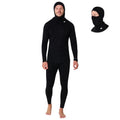 Men's Merino Wool Base Layer Set Large Black Thermal Long Underwear with Balaclava