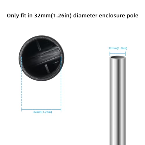 Trampoline Enclosure Pole Cap Set for 32mm Steel Poles - Black, 6 Pieces