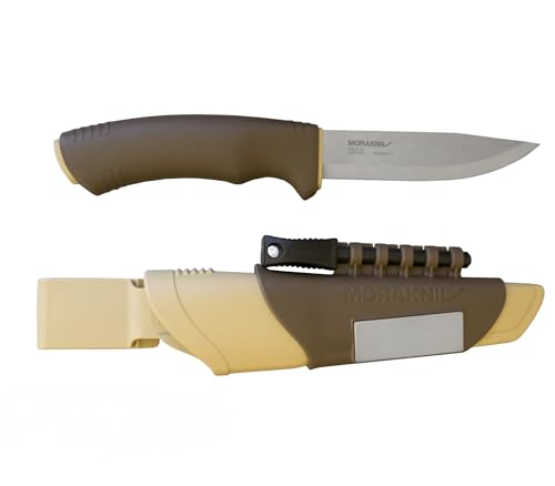 Morakniv Bushcraft Stainless Steel Fixed-Blade Survival Knife with Fire Starter & Sharpener - Desert Tan