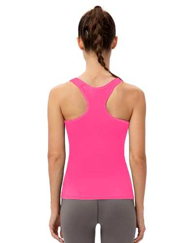 SPVISE 1 Pack Rose Red Racerback Workout Tank Tops for Women Slim Fit Yoga & Running