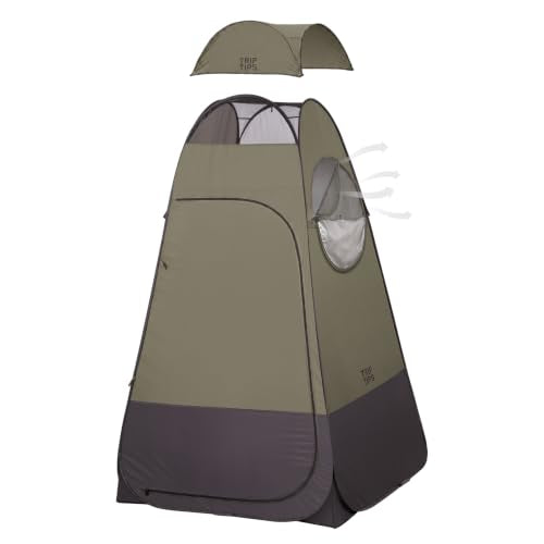Green Pop Up Shower Tent with Mesh Window and Privacy Features - 6.9 ft