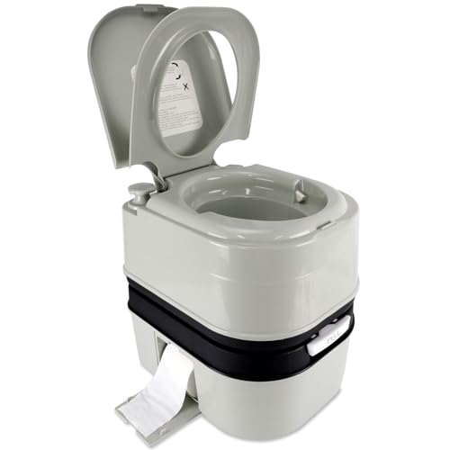 Portable Camping Toilet 6.4 Gallon Flush with Level Indicator & Detachable Handle
