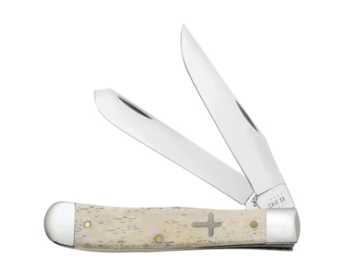 Case XX WR Pocket Knife Trapper Natural Bone Cross Shield 4 1/8" USA Made
