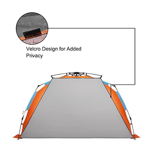 Oileus XL Waterproof Pop-Up Beach Tent - Orange, 5-6 Person Portable Shade