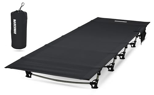 Black Ultralight Folding Camping Cot Bed – Portable, Supports 275 lbs