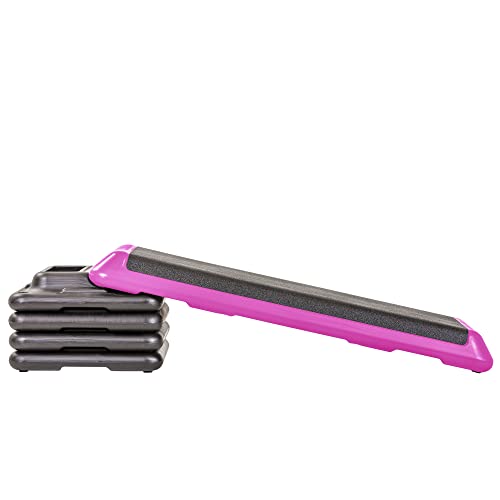 Freestyle STEP Pink Aerobic Platform with Risers - 43" Exercise Stepper for Cardio Workout