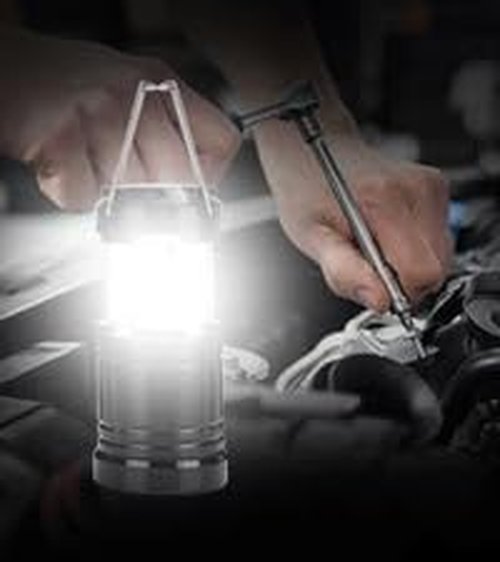 Lightahead Portable Outdoor LED Camping Lantern Set - Collapsible & Ideal for Emergencies | Black