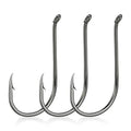 Black Offset Fishing Hooks 100 Pack - Saltwater & Freshwater Bait Hooks for Catfish Bass Tuna