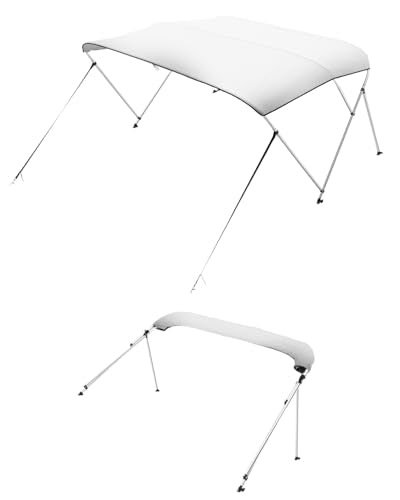 VEVOR 3 Bow Boat Bimini Top 6' x 46" H Sun Shade Canopy with Aluminum Frame, Grey