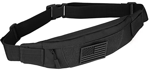 Black Tactical Fanny Pack for Men, Small Military Waist Bag, Waterproof