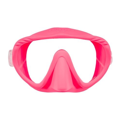 Frameless Pink Dive Mask - Low Volume Snorkeling Mask with Clear Lens