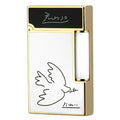 JTDunant White Gold Brass Lighter with Peace Dove & Crisp Ping Sound