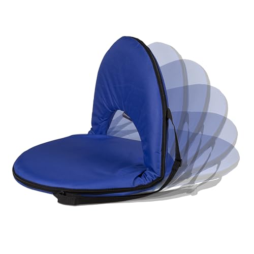 Reclining Camping Chair with Padded Seat and Adjustable Backrest - Blue