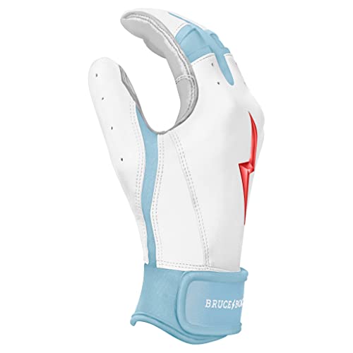 Bruce Bolt Signature Series Youth Large Batting Gloves - White & Happ
