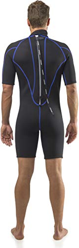 Cressi Men’s Shorty Wetsuit 2.5mm Neoprene for Water Sports - Medium Black/Blue