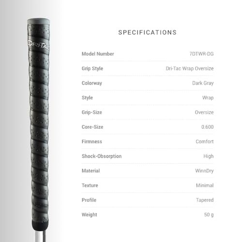 Winn Dri-Tac Oversize Golf Grip Bundle - 13 Pack, Non-Slip, Cushioned