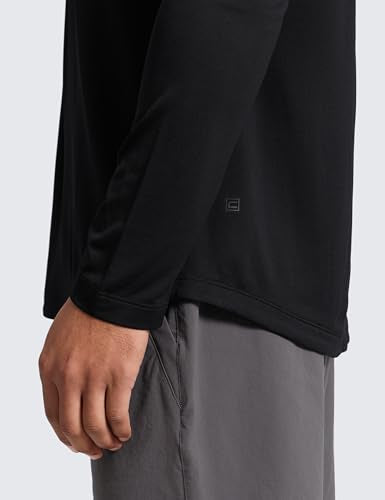 Men's Medium Black Quick Dry Long Sleeve Workout Shirt - Breathable Active Top
