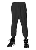 Youth Baseball Pants - Medium Black Pull-On Polyester Athletic Trousers