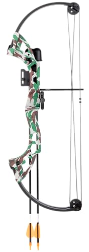 Camo Youth Compound Bow for Beginners with Accessories - 26-inch, 25lb Draw