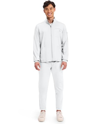 Cherokee WW Revolution Scrub Jacket Men Zip Front Nurse Jacket 5 Pockets Large White