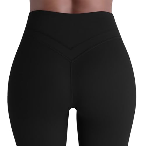 Sunzel Women's High Waist Crossover Butt Lifting Biker Shorts - 6" Inseam, Medium, Black