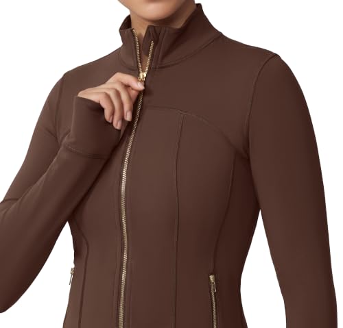 Women Zip Workout Set with Flare Leggings - Chocolate Medium Size