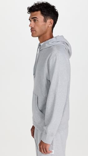 Men's Midweight Terry Hoodie - Heather Grey, Large - Casual Sweatshirt