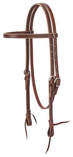 Horse Leather Headstall 5/8 Brown Latigo Water Tie & Nickel Hardware - Budget Friendly