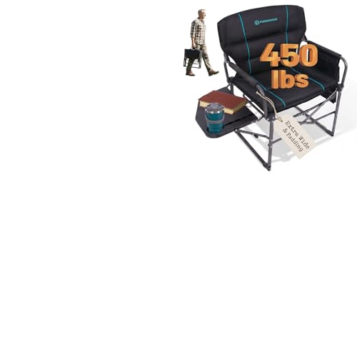 Oversized Director Chair with Padded Seat & Side Table - 20" Folded Height