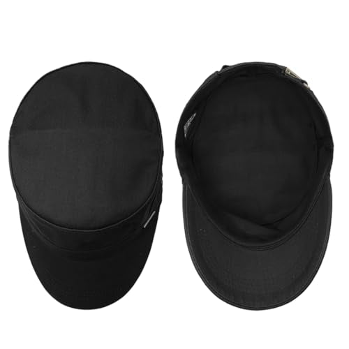 Men's Military Cadet Flat Top Newsboy Cap One Size Black