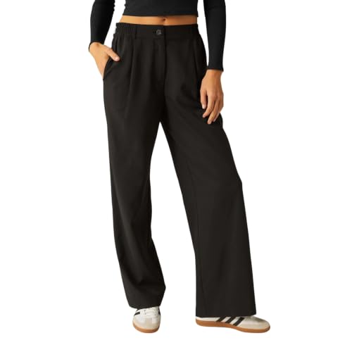 Women's Wide Leg Trousers - Black, Small, Comfortable Yoga & Casual Pants
