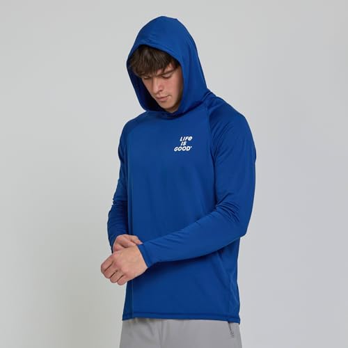 X-Large Men's Hooded Rash Guard Sun Hoodie Swim Shirt Navy