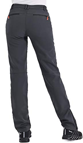 Women's Waterproof Insulated Snow Ski Pants - Softshell Snowboard Trousers with Zipper Bottom - Grey, Size 8