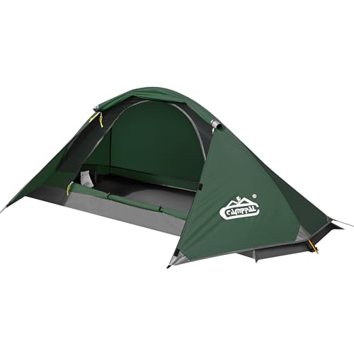 Camppal 1 Person Green Tent – 4-Season Waterproof Windproof Hiking & Camping Shelter