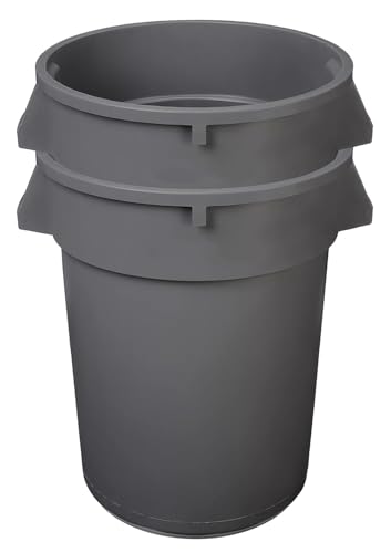 Heavy Duty 32 Gallon Round Trash Can - Pack of 2, Outdoor Waste Baskets