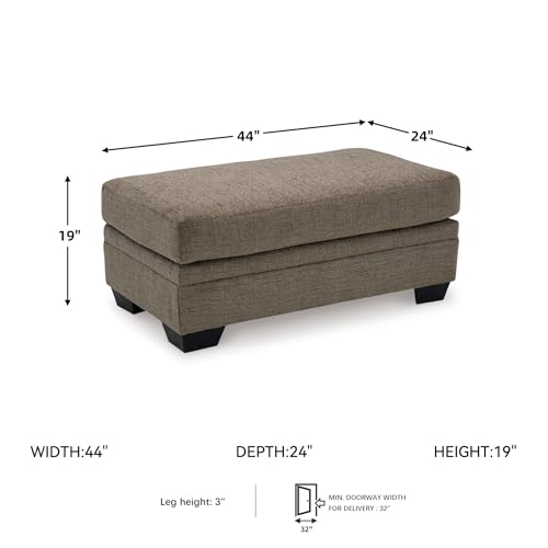 Dark Brown Oversized Upholstered Ottoman - Modern Living Room Footrest, 44" W