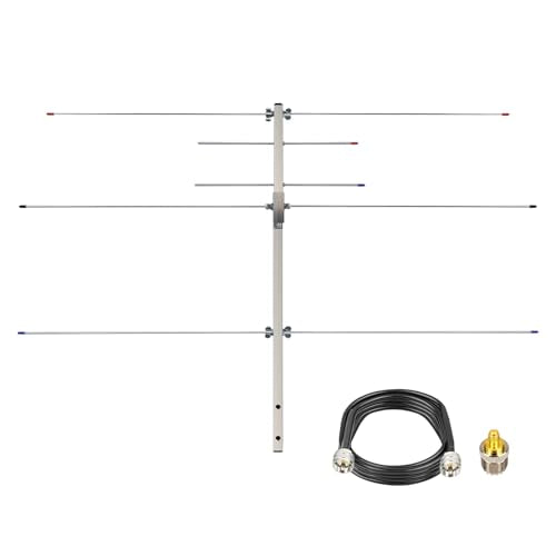 Dual Band Yagi Antenna for Ham Radio Set with 32ft Cable & Adaptor - Outdoor Directional 2m 70cm VHF UHF