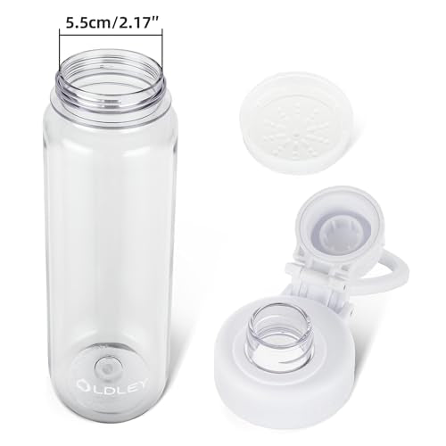 Oldley 32 oz Transparent Water Bottle with Handle & Spout Lid - BPA Free Sports Bottle